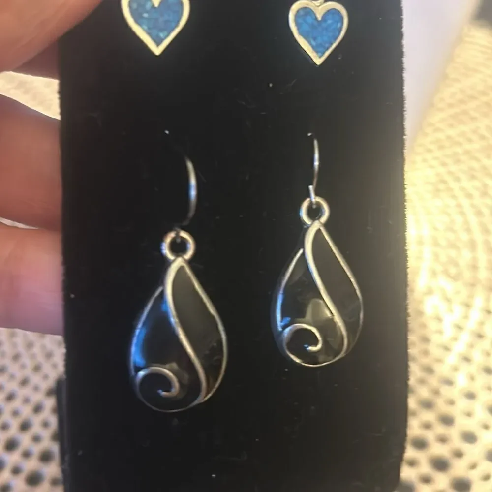 5 silver vintage earrings